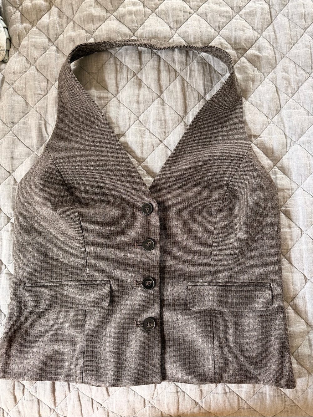 Express Brown Tailored Halter Vest
